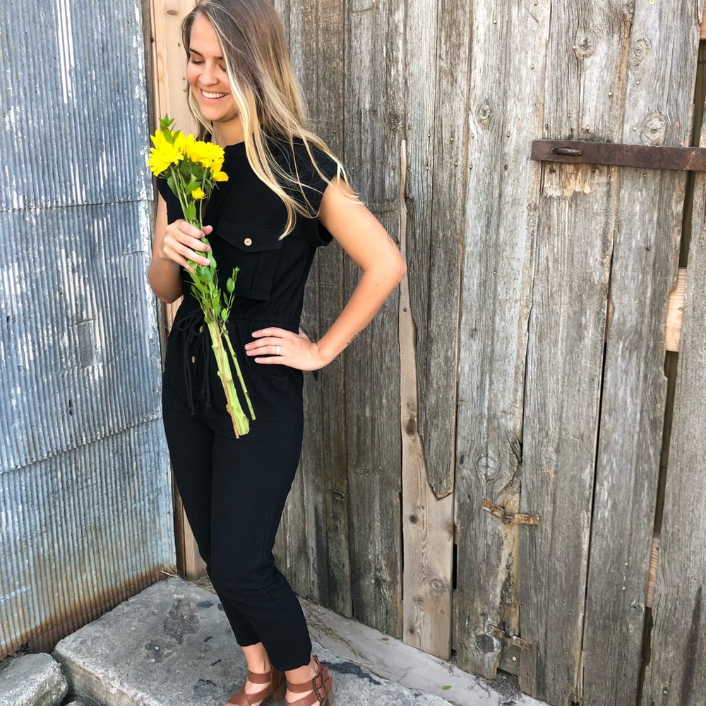 Black Tie Waist Jumpsuit